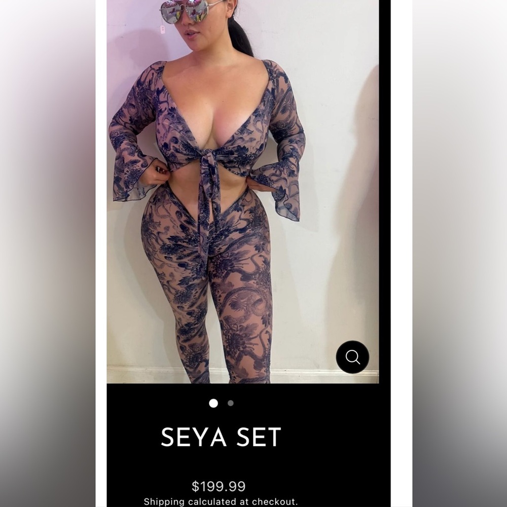 SEYA Set Women’s Boot Cut & Flare Jumpsuit - Beige with Black Print